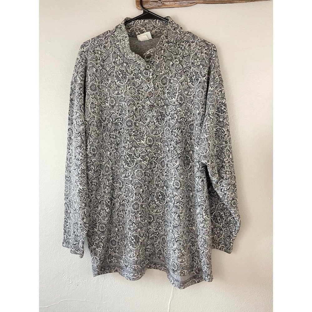 Men's David Wayne Paisley Shirt L/S Grey Polo